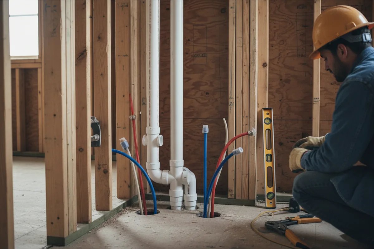 Drain and supply rough-in during Leak Detection in Catawba